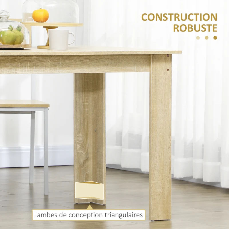 Table à manger rectangulaire cuisine 120 x 69 x 75 cm 4 personnes robuste design épuré en panneau de particules chêne 21_0002338
