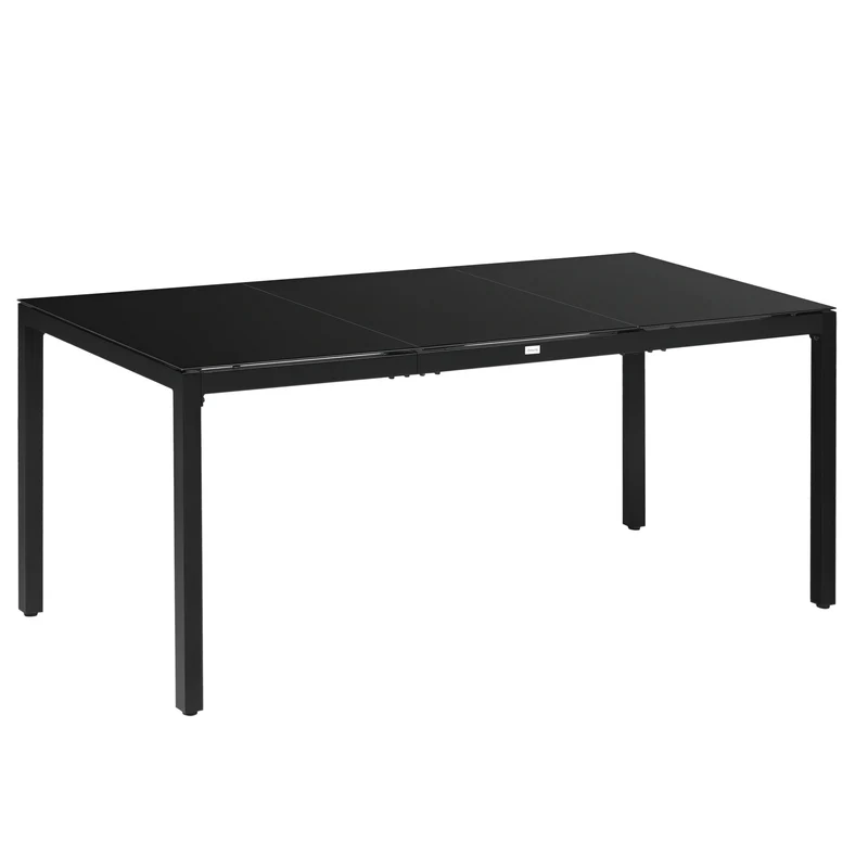 Table de jardin rectangulaire 8 places 180 x 80 x 72 cm plateau noir entretien facile contemporain en aluminium noir 21_0005157