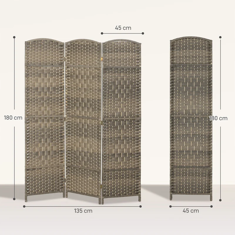 Paravent 4 panneaux pliable séparateur de pièce 180 x 1,7 x 180 cm léger design scandinave en polypropylène chêne foncé 21_0001336