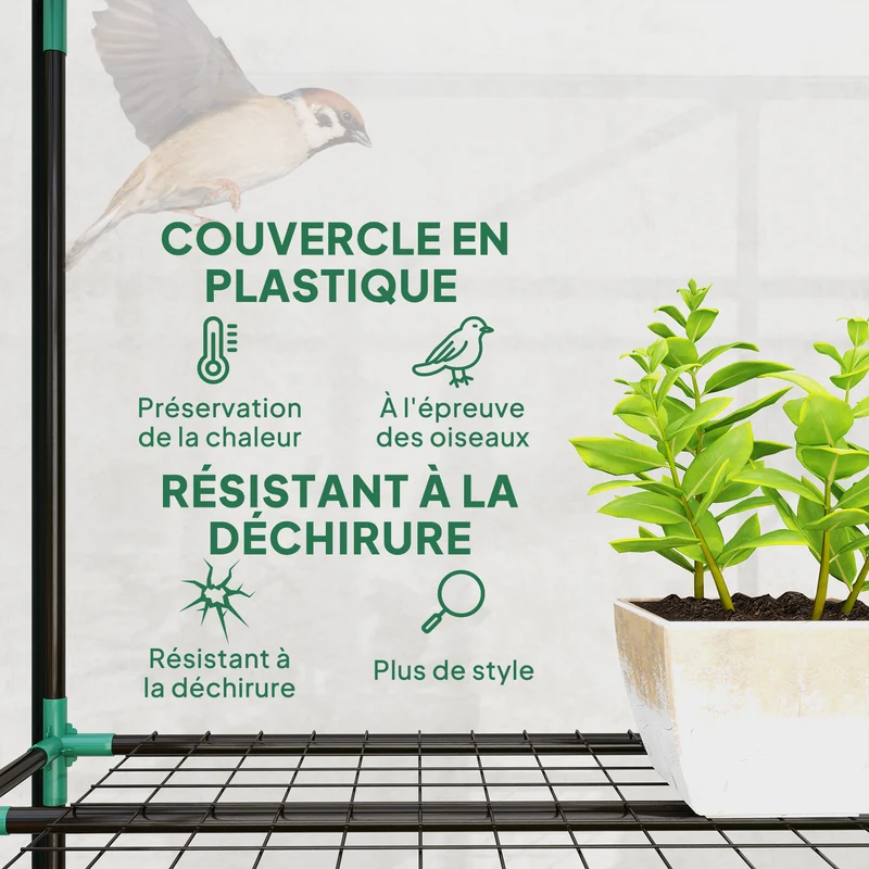 Mini serre de jardin balcon 215 x 46 x 151 cm 3 niveaux protection contre intempéries design pratique en PVC transparent 21_0005517