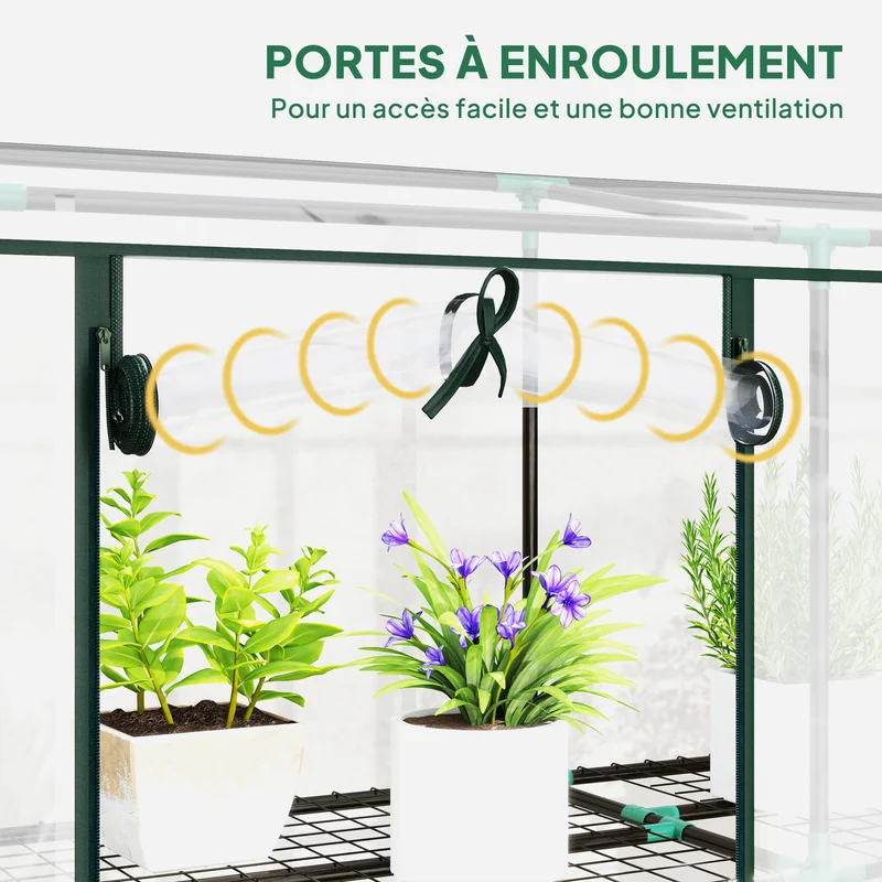 Mini serre de jardin balcon 215 x 46 x 151 cm 3 niveaux protection contre intempéries design pratique en PVC transparent 21_0005517