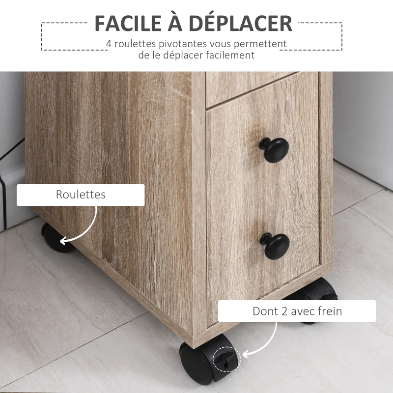 Meuble colonne wc 18 x 30 x 68,5 cm gain de place 3 niveaux épuré contemporain en panneau de particules chêne clair 21_0001870