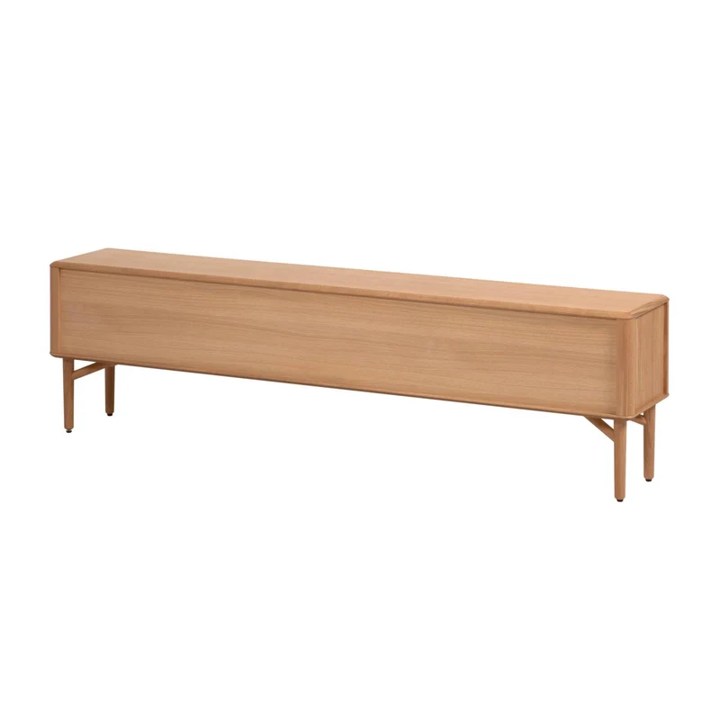 Lenon 2 door solid wood and oak veneer TV stand, 200 x 57 cm, FSC MIX Credit