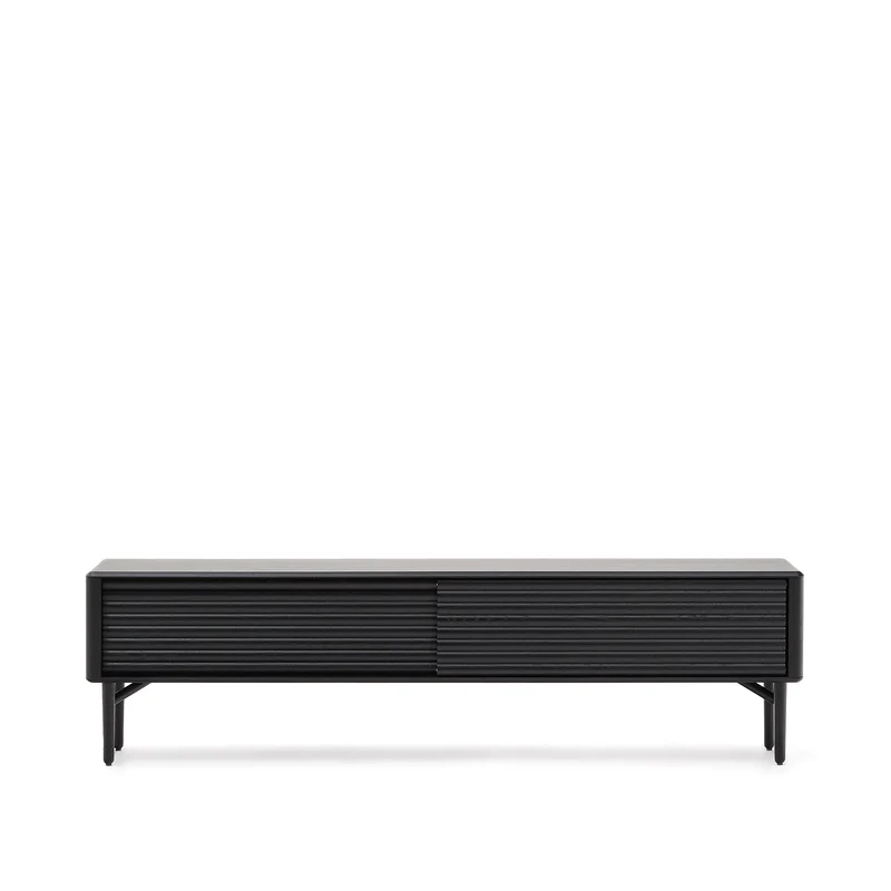 Lenon TV cabinet, 2 doors in solid wood and black oak veneer 200x57 cm FSC Mix Credit