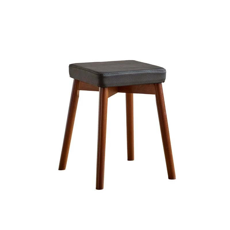 Modern Minimalist Square Chenille Cat Scratching Leather Resistant Fabric Beech Wood Detachable Washable Low Stool Backless Armless For Living Room & Dining Room