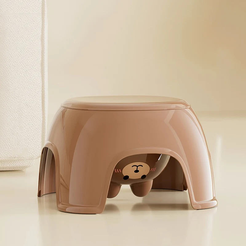 Contemporary Creative Oval PP Plastic Non-Slip Kids Storage Low Stool Backless Armless For Living Room & Entryway