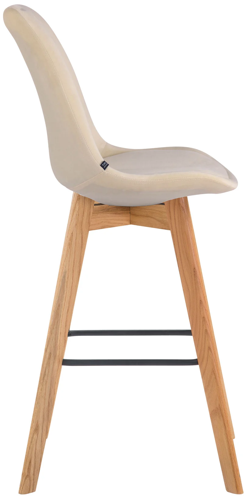 Lot de 2 tabourets de bar style scandinave avec dossier en velours crème et structure en bois naturel 10_0006071