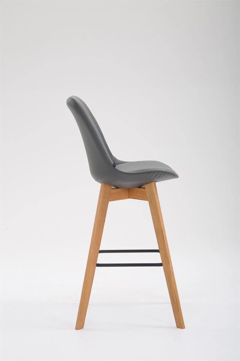Tabouret de bar x1 style scandinave avec assise en similicuir gris et structure en bois naturel 10_0005985