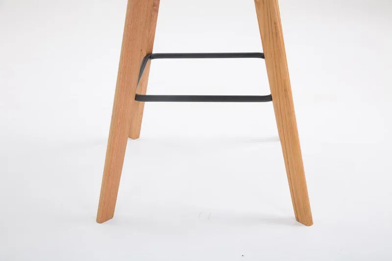 Tabouret de bar x1 style scandinave avec assise en similicuir gris et structure en bois naturel 10_0005985