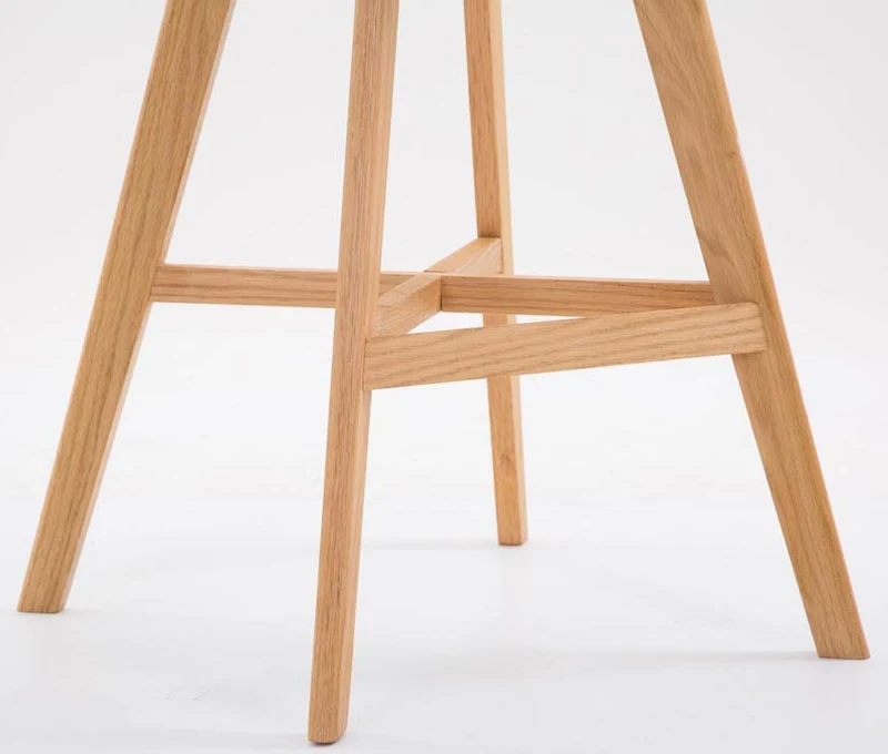 Lot de 2 tabourets de bar scandinaves coque plastique et PVC blanc et pieds en bois massif 10_0005960
