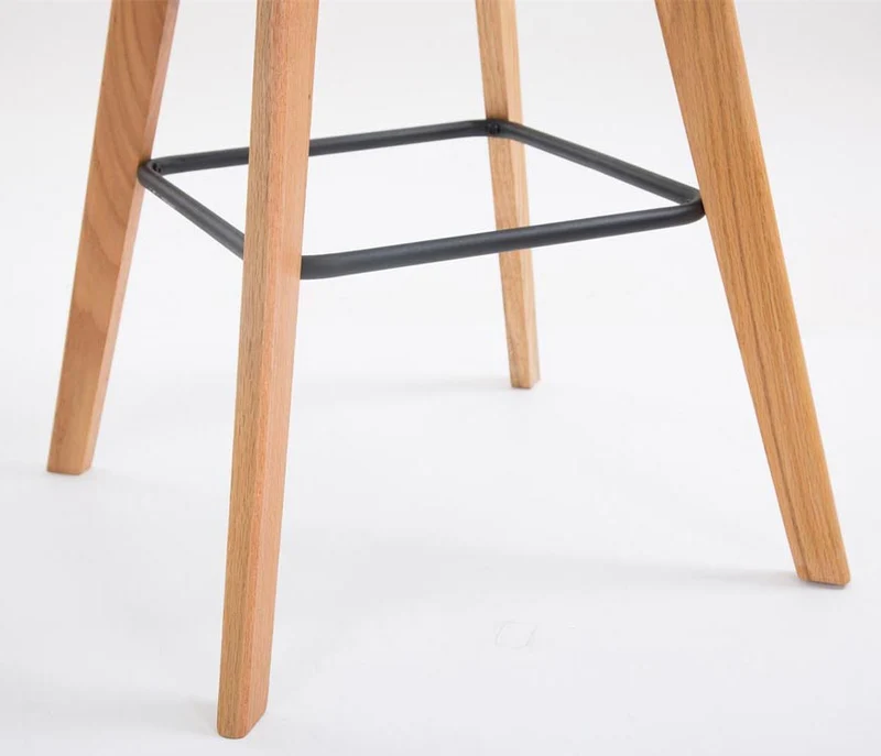 Lot de 2 tabourets de bar style scandinave avec assise en plastique et PVC gris et structure en bois naturel 10_0005839