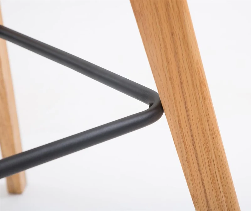 Lot de 2 tabourets de bar style scandinave avec assise en plastique et PVC gris et structure en bois naturel 10_0005839