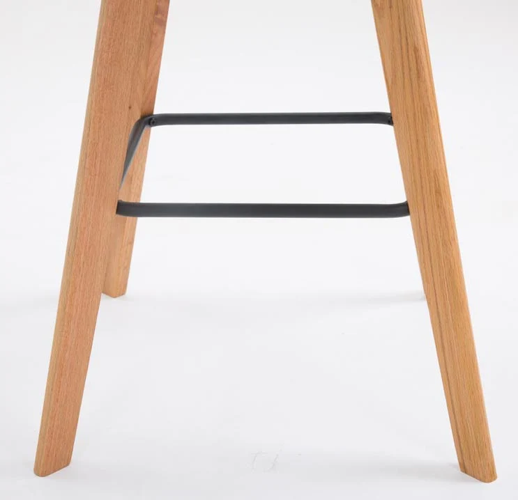 Lot de 2 tabourets de bar style scandinave avec assise en plastique et PVC gris et structure en bois naturel 10_0005839