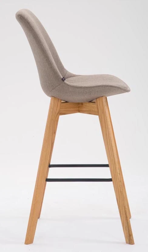 Lot de 2 tabourets de bar style scandinave avec dossier en tissu taupe et structure en bois naturel 10_0005580