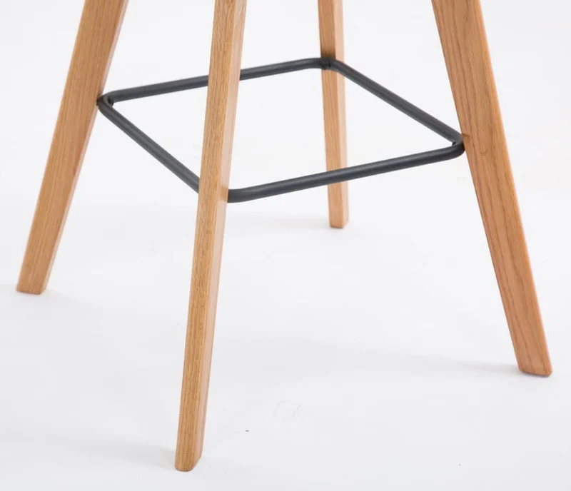 Lot de 2 tabourets de bar style scandinave avec dossier en tissu taupe et structure en bois naturel 10_0005580