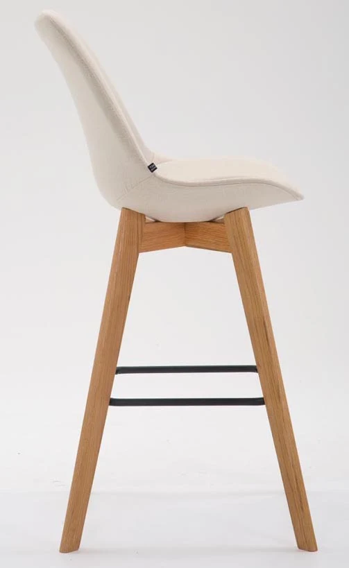 Lot de 2 tabourets de bar style scandinave avec dossier en tissu crème et structure en bois naturel 10_0005579