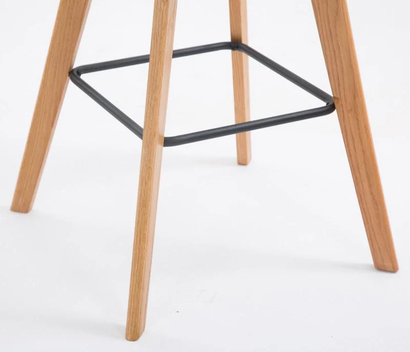 Lot de 2 tabourets de bar style scandinave avec dossier en tissu crème et structure en bois naturel 10_0005579