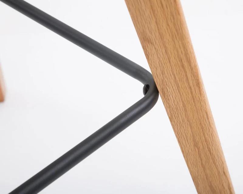 Lot de 2 tabourets de bar style scandinave avec dossier en tissu crème et structure en bois naturel 10_0005579