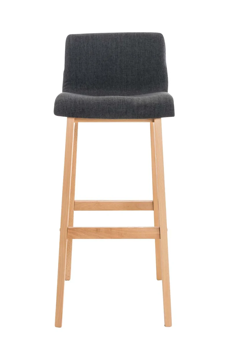 Tabouret de bar x1 avec repose-pieds structure de 4 pieds en bois assise en tissu gris foncé 10_0004973