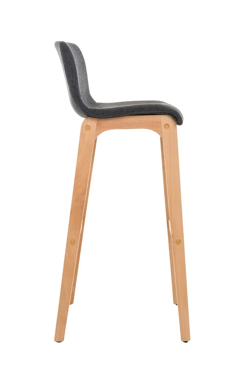 Tabouret de bar x1 avec repose-pieds structure de 4 pieds en bois assise en tissu gris foncé 10_0004973