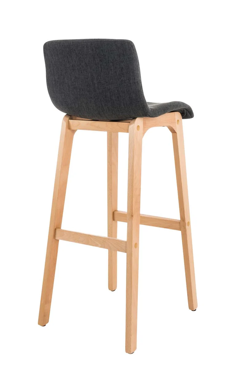 Tabouret de bar x1 avec repose-pieds structure de 4 pieds en bois assise en tissu gris foncé 10_0004973