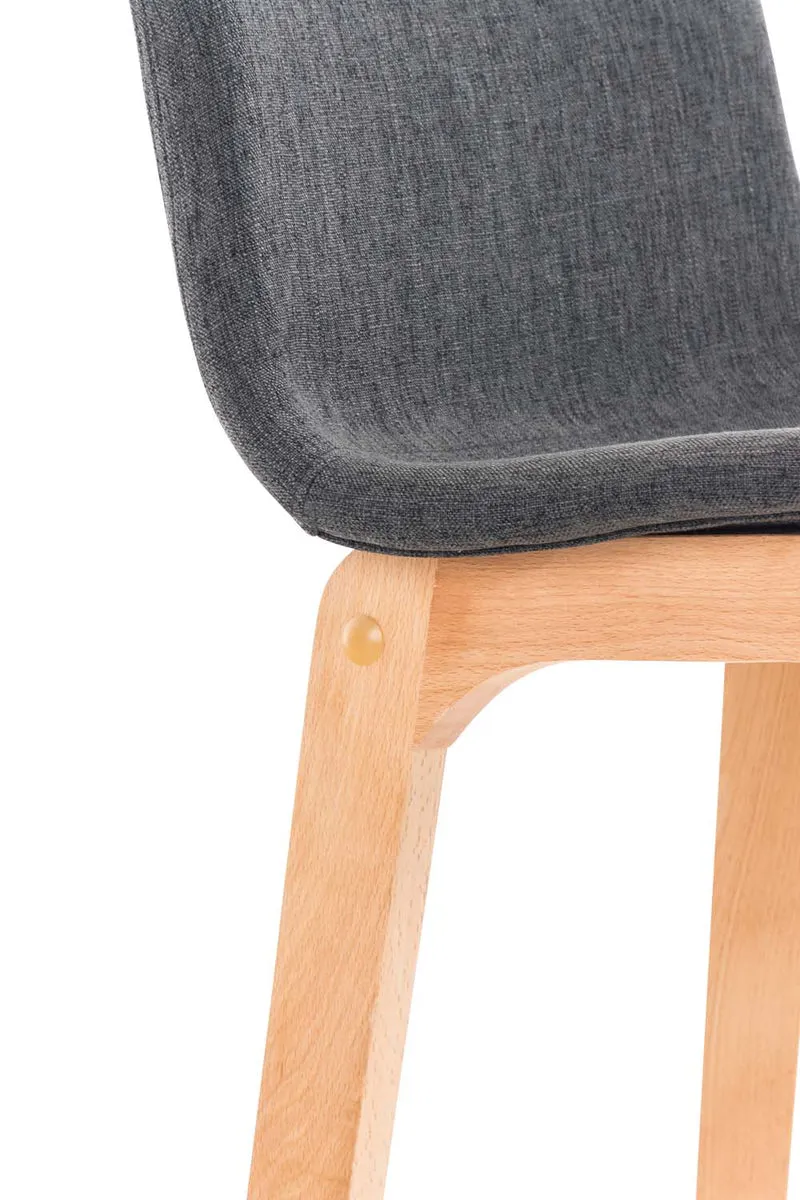 Tabouret de bar x1 avec repose-pieds structure de 4 pieds en bois assise en tissu gris foncé 10_0004973