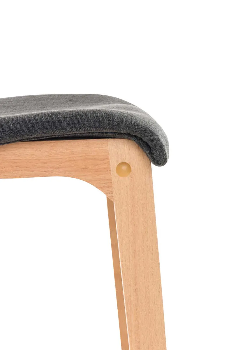 Tabouret de bar x1 avec repose-pieds structure de 4 pieds en bois assise en tissu gris foncé 10_0004973
