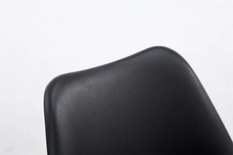Chaise de salle à manger x1 design scandinave en PVC et plastique noir et piètement à 4 pieds en bois blanc 10_0003309