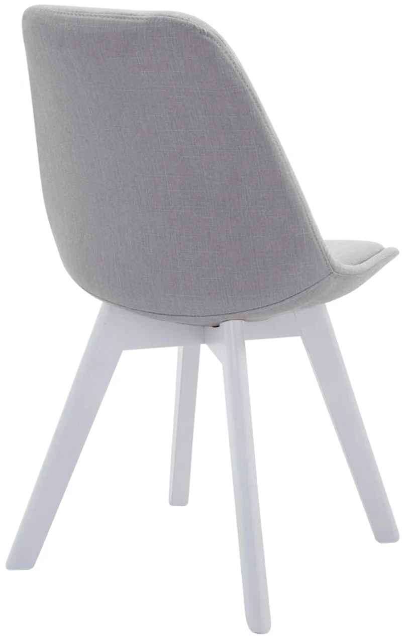 Chaise de salle à manger x1 design scandinave en tissu gris et piètement à 4 pieds en bois blanc 10_0003315