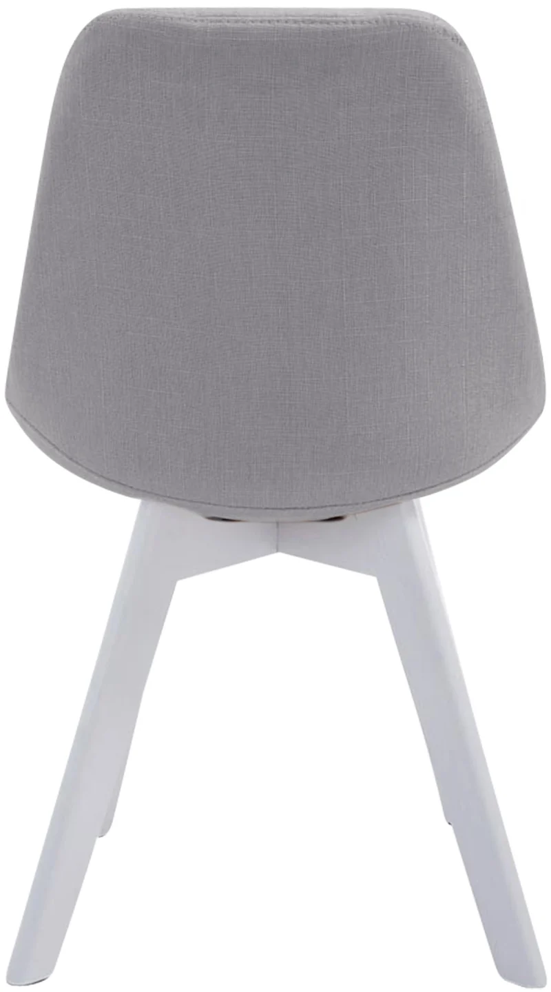 Chaise de salle à manger x1 design scandinave en tissu gris et piètement à 4 pieds en bois blanc 10_0003315