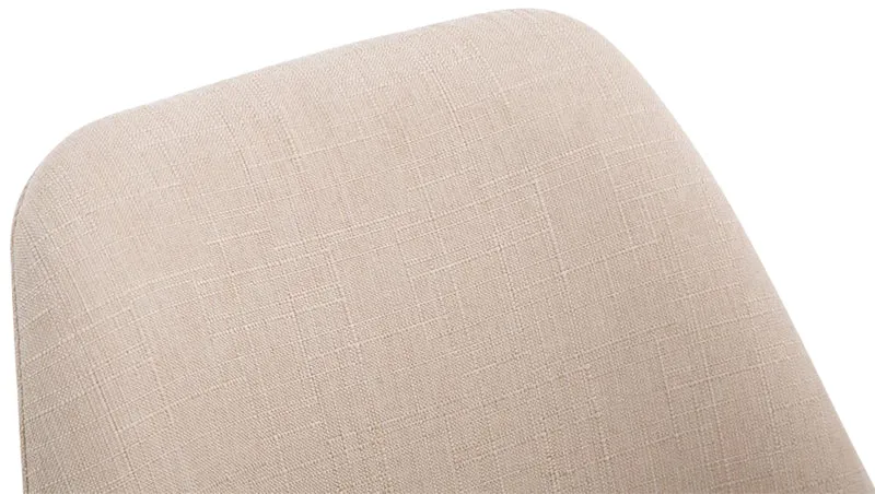 Chaise de salle à manger x1 design scandinave en tissu crème et piètement à 4 pieds en bois blanc 10_0003313