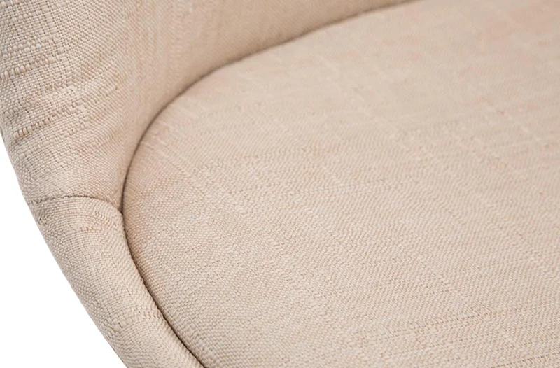 Chaise de salle à manger x1 design scandinave en tissu crème et piètement à 4 pieds en bois blanc 10_0003313