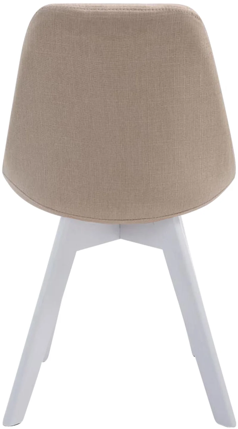 Chaise de salle à manger x1 design scandinave en tissu crème et piètement à 4 pieds en bois blanc 10_0003313