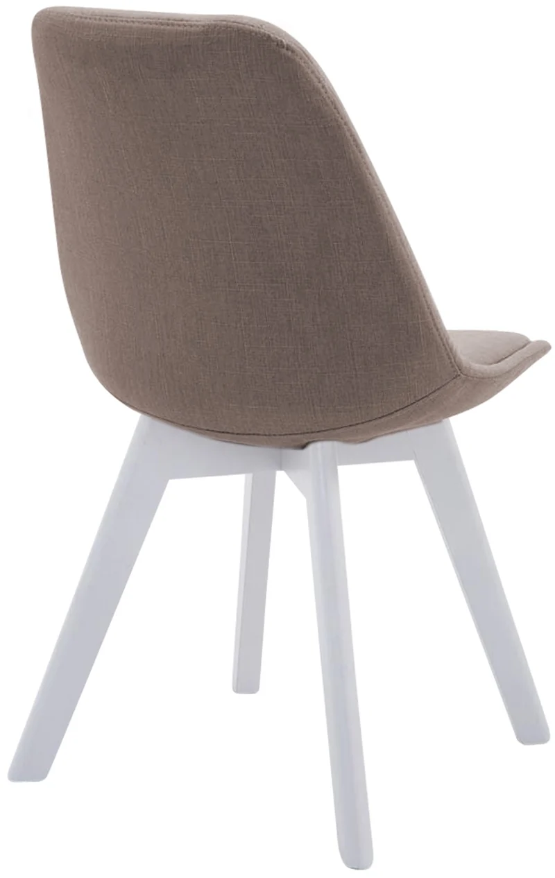 Chaise de salle à manger x1 design scandinave en tissu taupe et piètement à 4 pieds en bois blanc 10_0003317