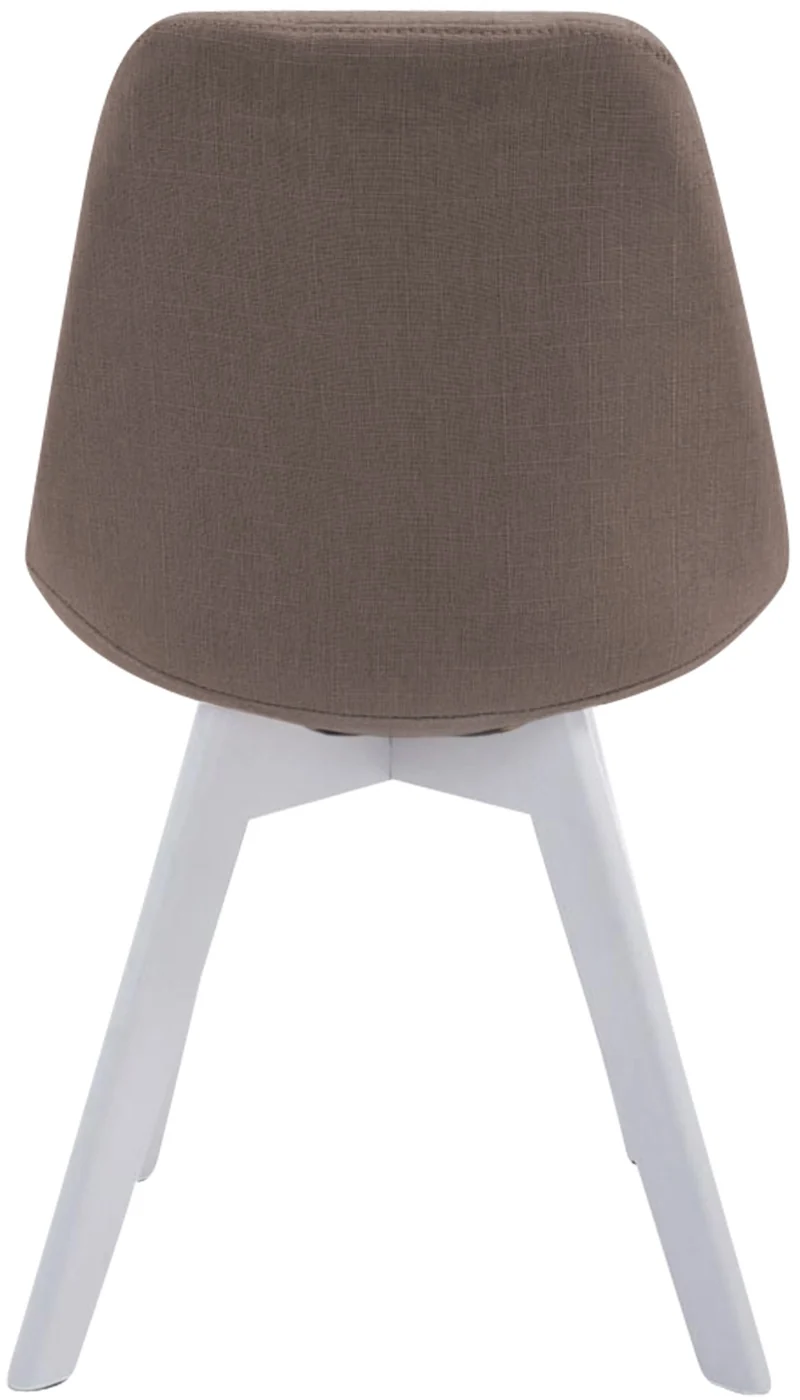 Chaise de salle à manger x1 design scandinave en tissu taupe et piètement à 4 pieds en bois blanc 10_0003317