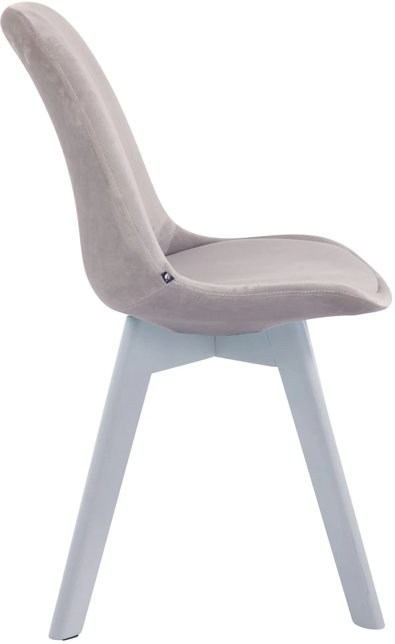 Chaise de salle à manger x1 design scandinave en velours gris et piètement à 4 pieds en bois blanc 10_0003291