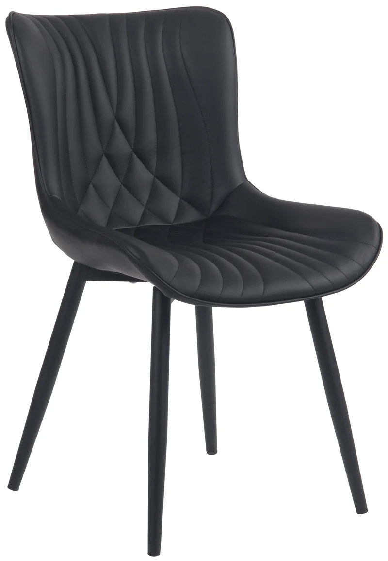 Chaise de salle à manger x1 coutures décoratives en PVC noir et pieds en métal noir 10_0002178