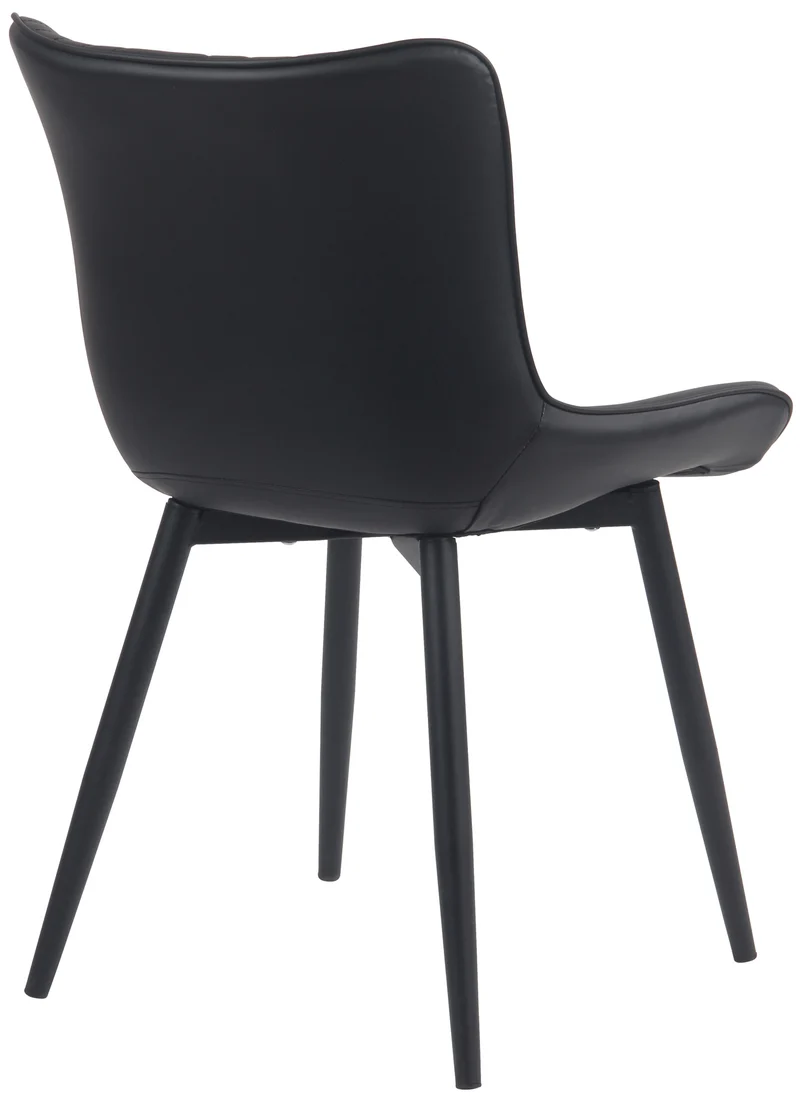 Chaise de salle à manger x1 coutures décoratives en PVC noir et pieds en métal noir 10_0002178