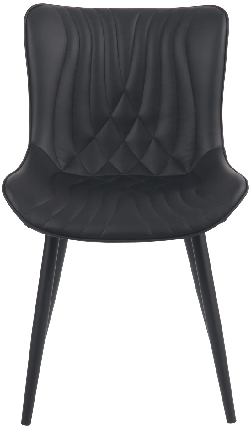 Lot de 2 chaises de salle à manger coutures décoratives en PVC noir et pieds en métal noir 10_0001673
