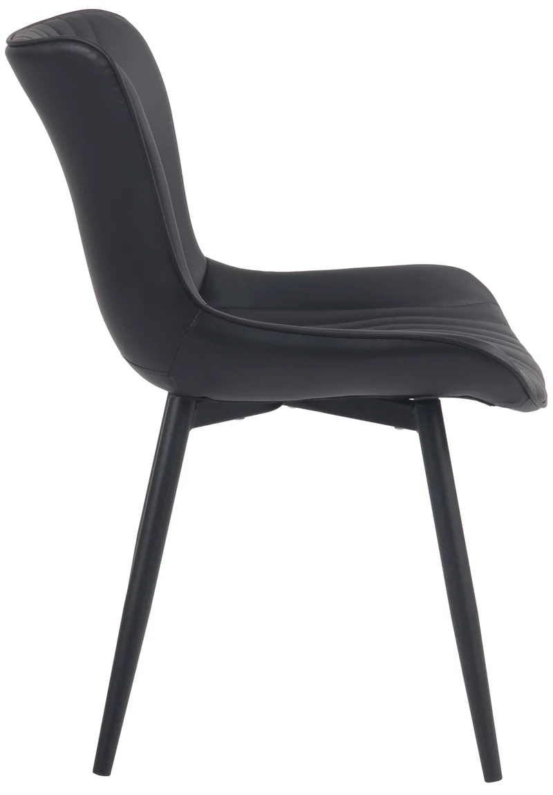 Lot de 2 chaises de salle à manger coutures décoratives en PVC noir et pieds en métal noir 10_0001673