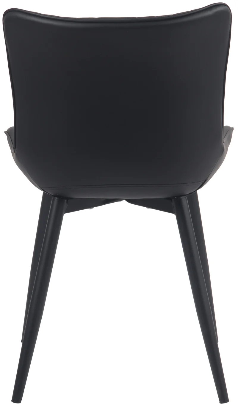 Lot de 2 chaises de salle à manger coutures décoratives en PVC noir et pieds en métal noir 10_0001673