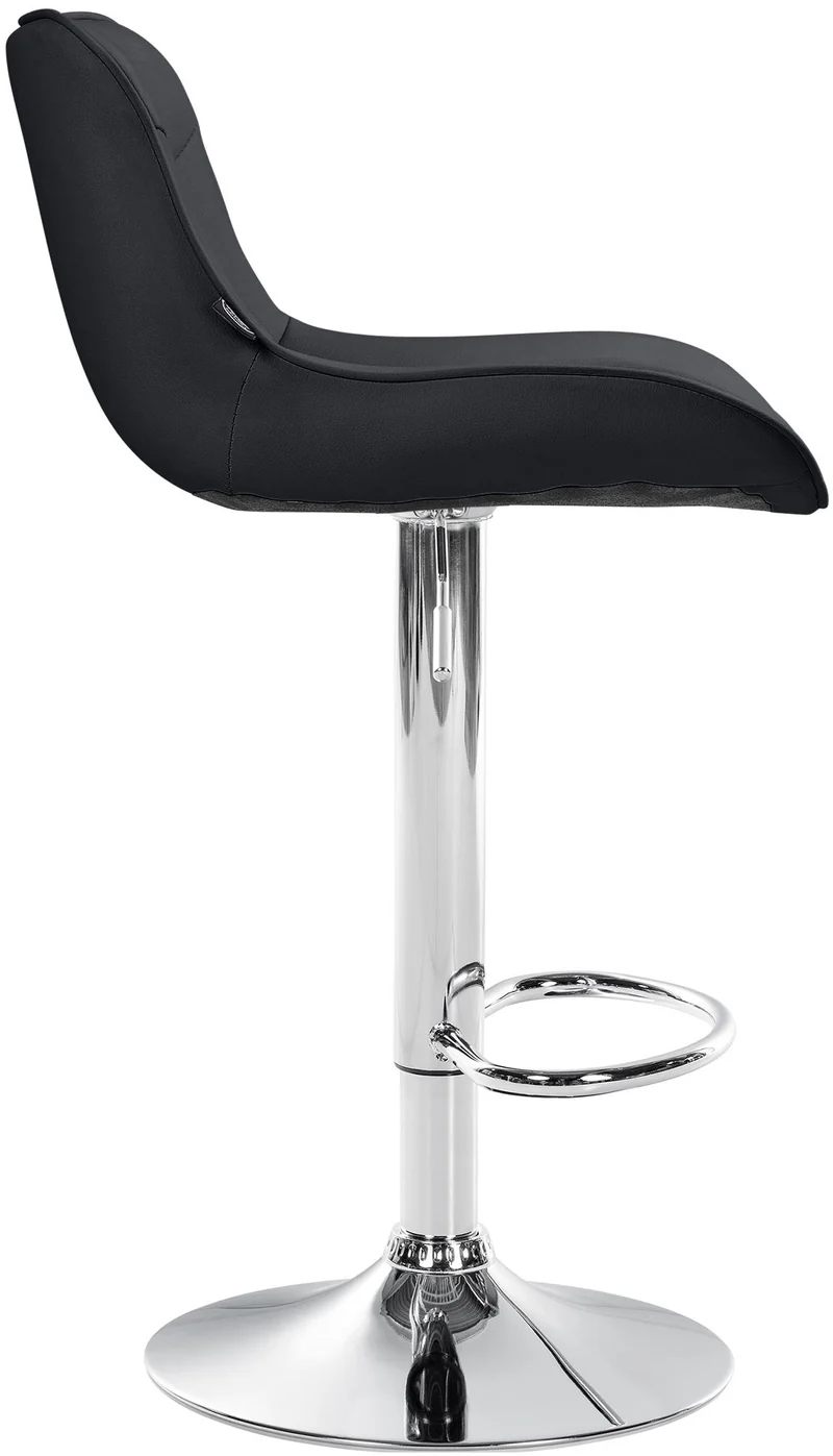 Lot de 2 tabourets de bar x1 avec coutures décoratives en PVC noir pied en trompette métal chromé 10_0004450