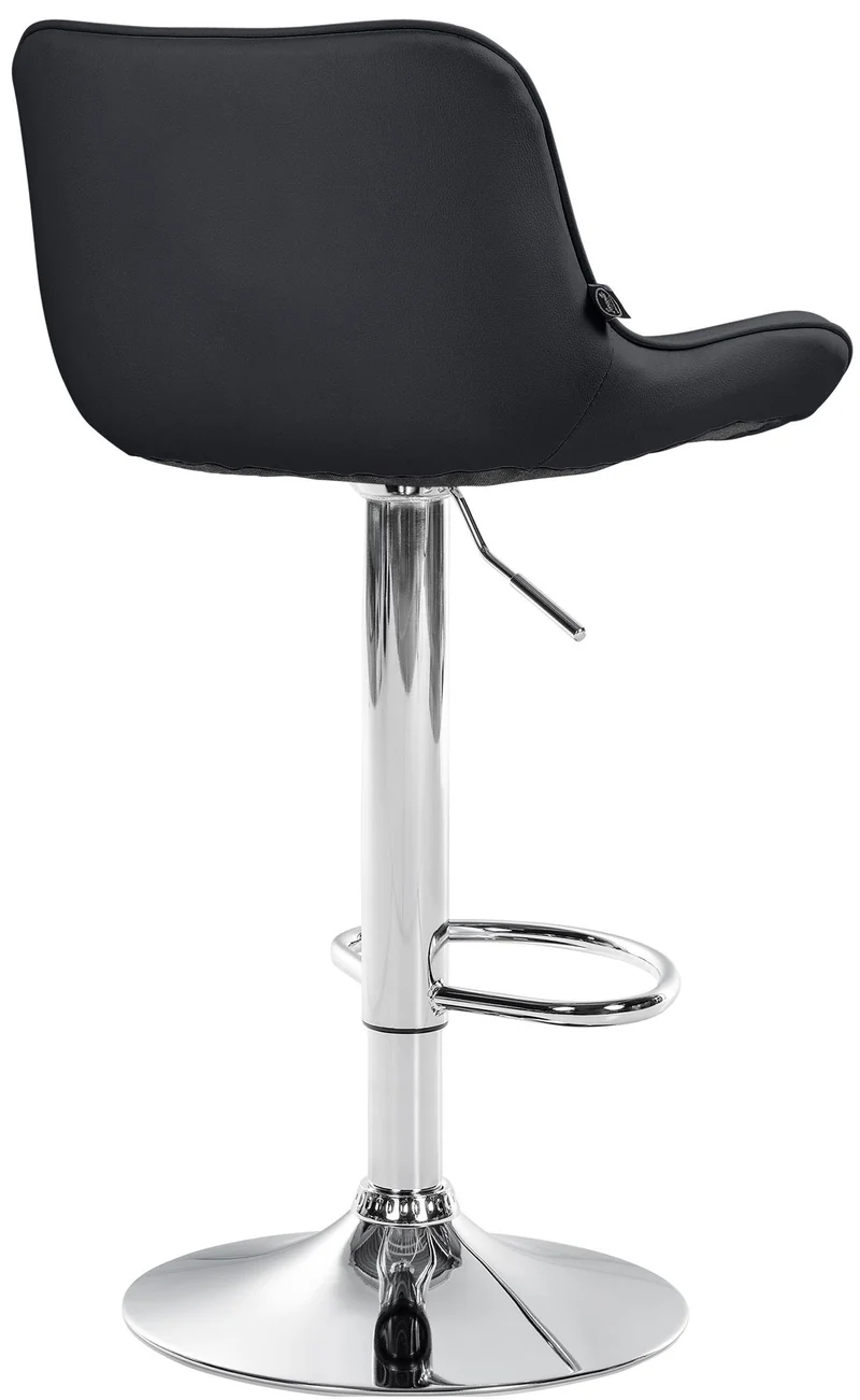 Lot de 2 tabourets de bar x1 avec coutures décoratives en PVC noir pied en trompette métal chromé 10_0004450