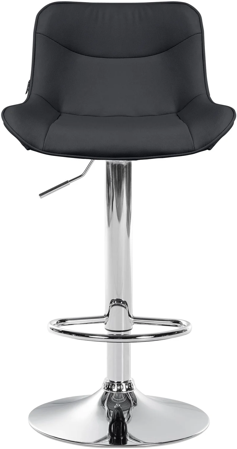 Lot de 2 tabourets de bar x1 avec coutures décoratives en PVC noir pied en trompette métal chromé 10_0004450