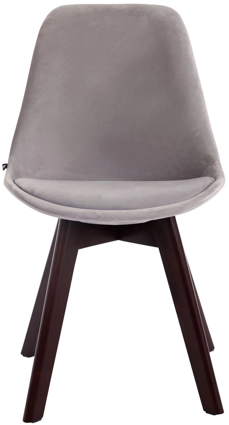 Chaise de salle à manger x1 design scandinave en velours gris et piètement à 4 pieds en bois marron 10_0003285