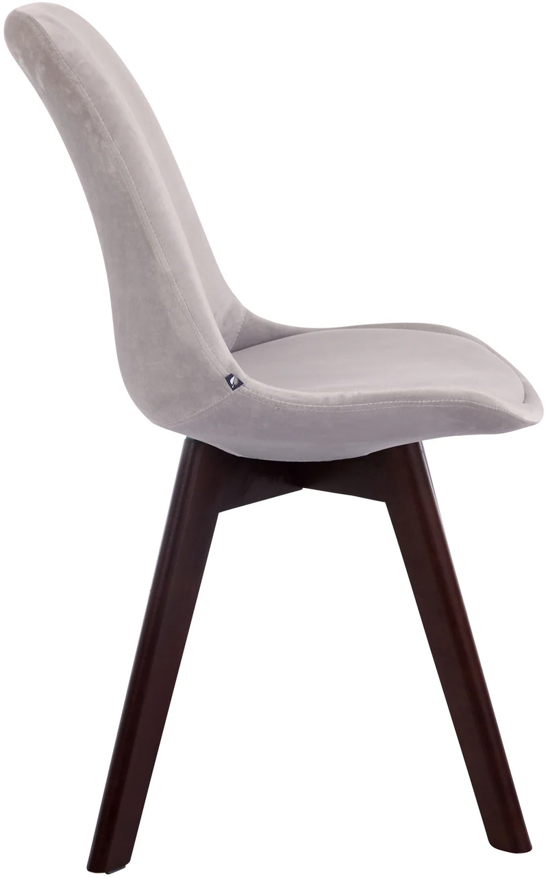Chaise de salle à manger x1 design scandinave en velours gris et piètement à 4 pieds en bois marron 10_0003285