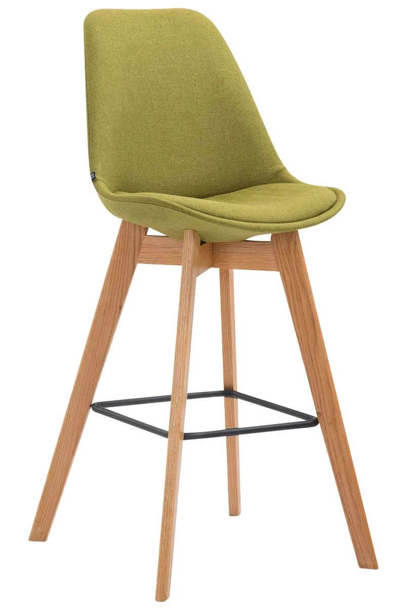 Tabouret de bar x1 style scandinave avec assise en tissu vert et structure en bois naturel 10_0006656