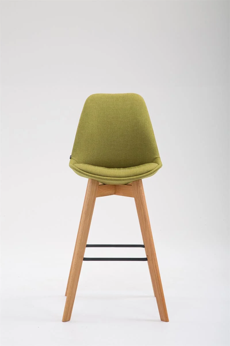Tabouret de bar x1 style scandinave avec assise en tissu vert et structure en bois naturel 10_0006656