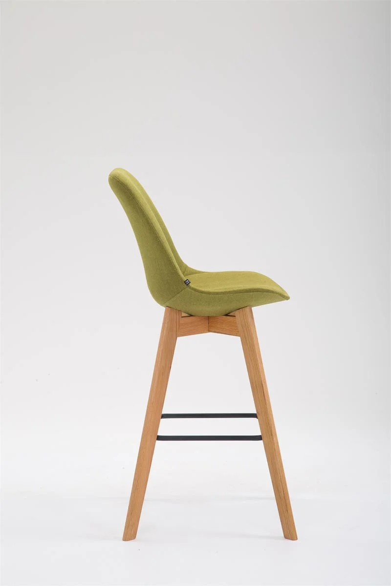 Tabouret de bar x1 style scandinave avec assise en tissu vert et structure en bois naturel 10_0006656