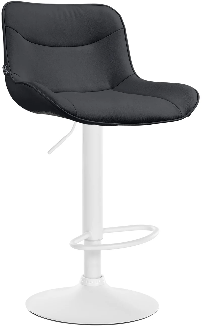 Tabouret de bar x1 pivotant forme ergonomique surpiqûres décoratives en PVC noir cadre en métal blanc 10_0005774